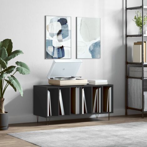 Armoire à disques-Étagère range CD-Meuble de rangement noir 100x38x48 cm bois d'ingénierie 129921