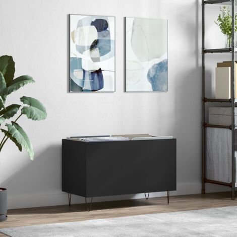 Armoire à disques-Étagère range CD-Meuble de rangement noir 74,5x38x48 cm bois d'ingénierie 473538