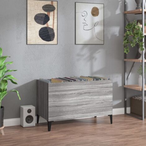 Armoire à disques-Étagère range CD-Meuble de rangement sonoma gris 74,5x38x48 cm bois d'ingénierie 349614