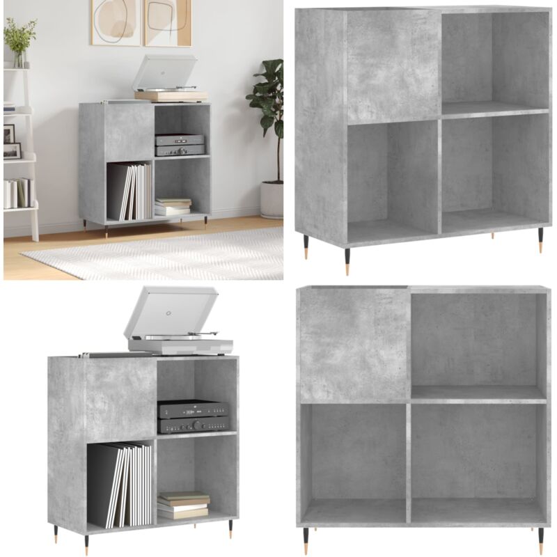 Vidaxl - Armoire à disques gris béton 84,5x38x89 cm bois d'ingénierie - Meuble à Disques - Armoire Vinyle - Rangement Disque - Étagère Musique