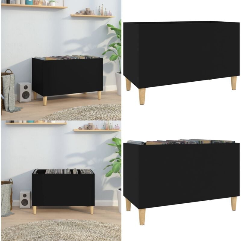 Armoire à disques noir 74,5x38x48 cm bois d'ingénierie - Meuble à Disques - Armoire à Disques - Rangement Disque Vinyle - Étagère Musique - Support