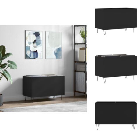 Armoire à disques noir 74,5x38x48 cm bois d'ingénierie - Meuble À Disques - Armoire À Vinyle - Rangement Musique - Étagère Disque - Support Tournivelle