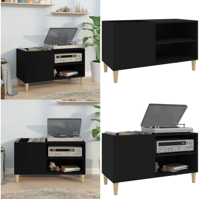 Armoire à disques noir 84,5x38x48 cm bois d'ingénierie - Meuble à Disques - Armoire Vinyle - Rangement Disque - Étagère Musique - Support