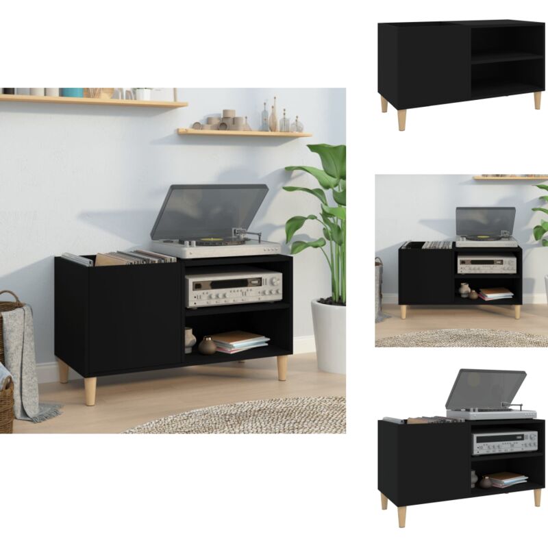 Armoire à disques noir 84,5x38x48 cm bois d'ingénierie - Meuble à Disques - Armoire Vinyle - Rangement Disque - Étagère Musique - Support