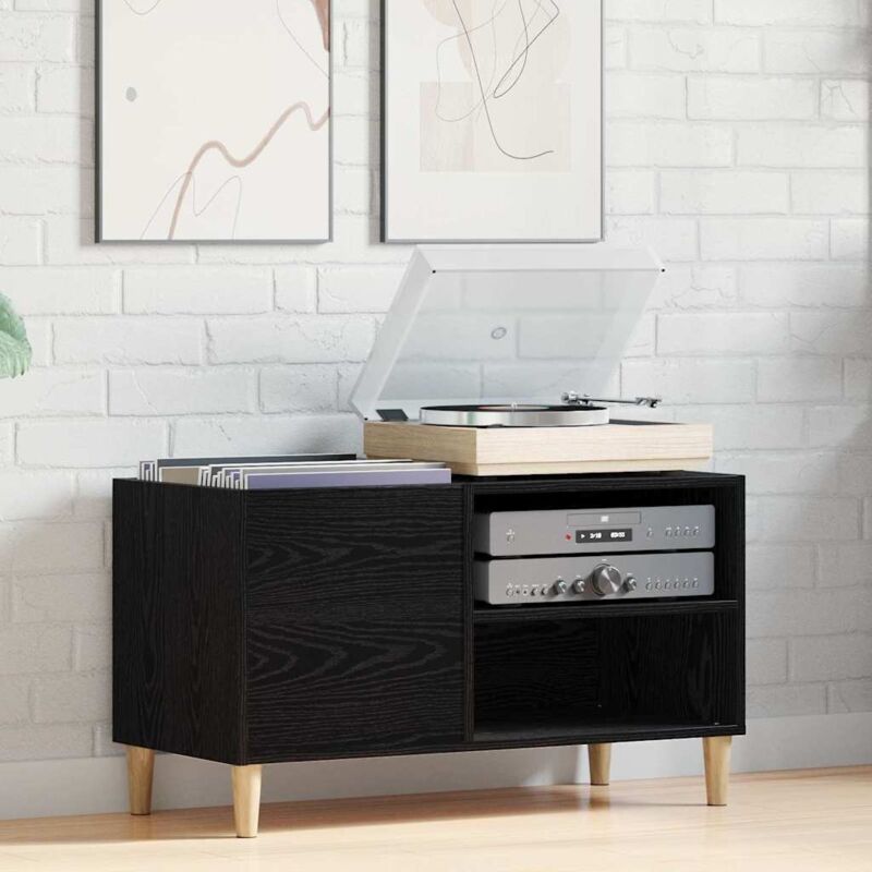 Cabinet d enregistrement Noir Chêne 84,5x38x48 cm Bois d ingénierie