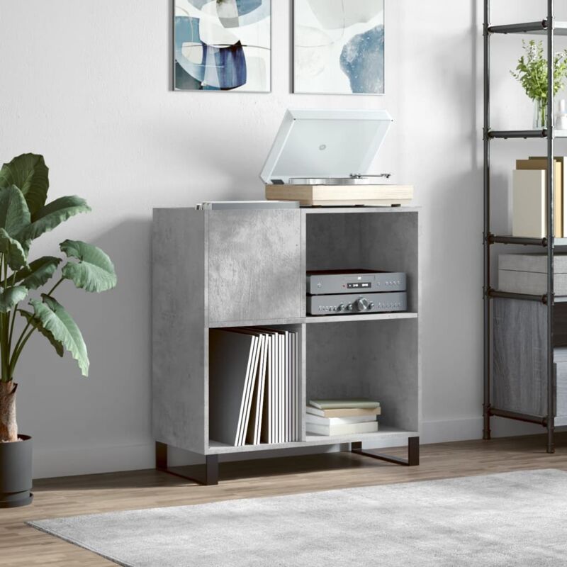 Armoire à disques gris béton 84,5x38x89 cm bois d'ingénierie Vidaxl