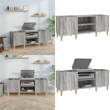 Armoire à disques sonoma gris 121x38x48 cm bois d'ingénierie - Meuble À Disques - Armoire Vinyle - Rangement Disque - Étagère Musique - Support Tourne-disque - Home & Living