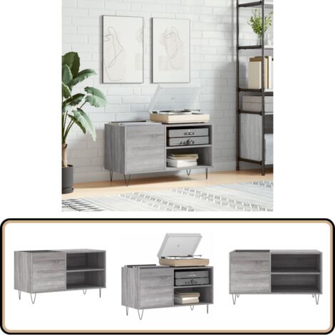 Armoire à disques sonoma gris 85x38x48 cm bois d'ingénierie - Meuble À Disques - Armoire À Disques - Rangement Vinyle - Étagère Disque - Support Vinyle