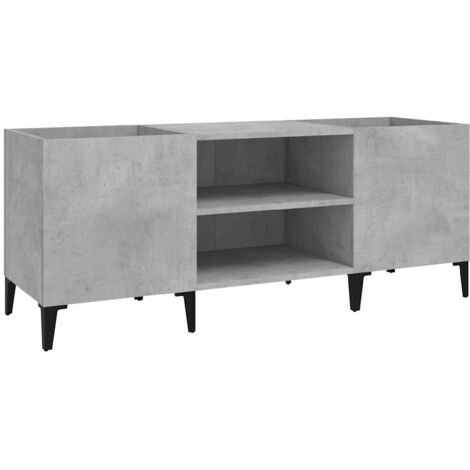 Armoire à disques,Meuble de Rangement,Meuble TV gris béton 121x38x48 cm bois d'ingénierie -34979