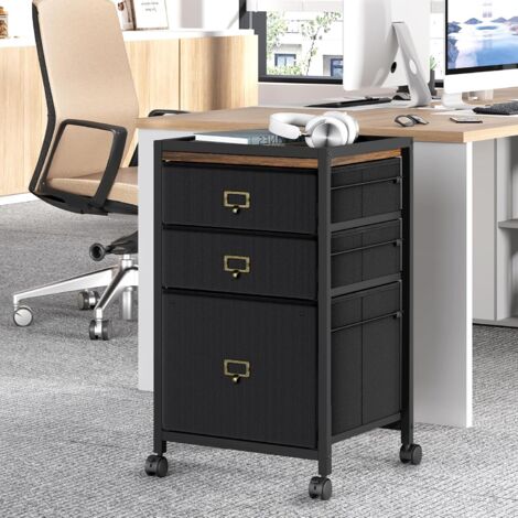 Armoire à documents mobile avec 3 tiroirs en tissu, armoire de bureau à 4 roulettes, armoire à documents verticale pour format A4 ou Letter, support d'imprimante roulant, organiseur d'armoire à docume