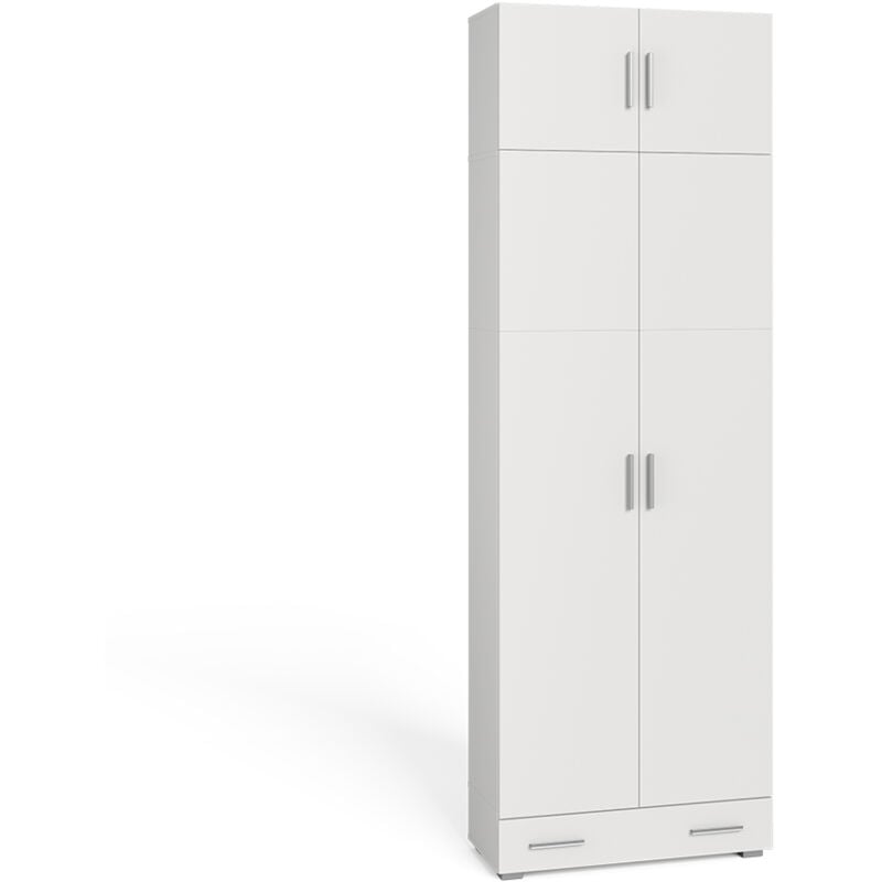 Vicco - tagère à dossiers Frank, Blanc, 80 x 182.4 cm avec rehausse d'armoire et tiroir