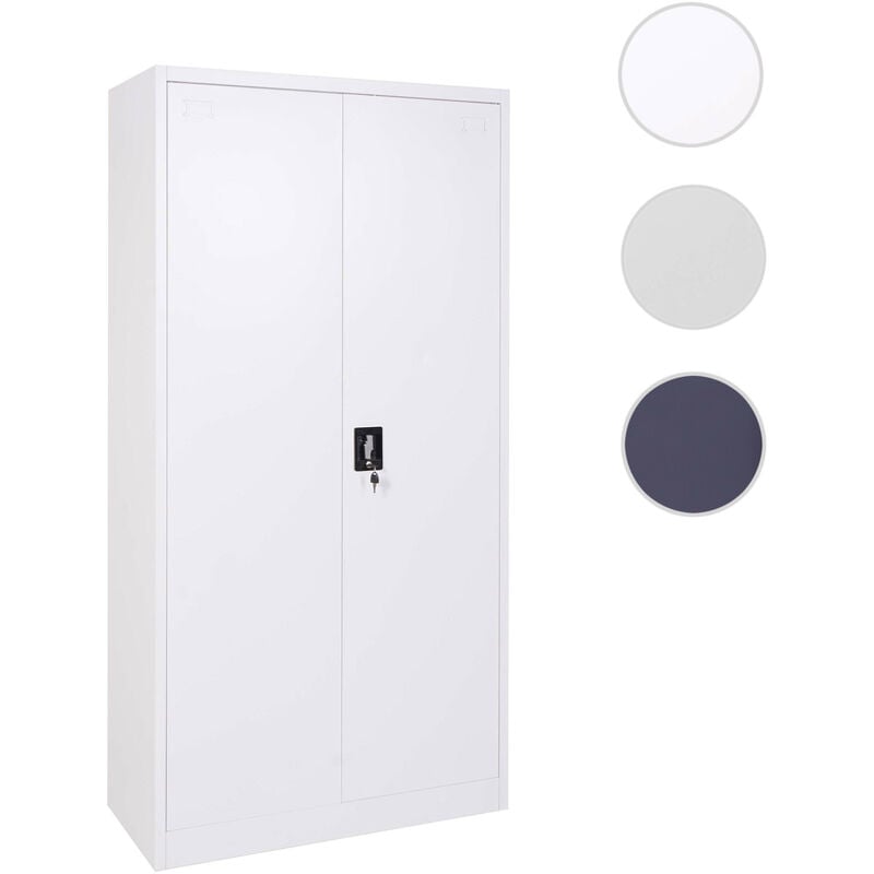 Armoire à dossiers HWC-H17 - armoire de bureau en acier - 2 portes verrouillables métal - 140x90x40cm gris foncé