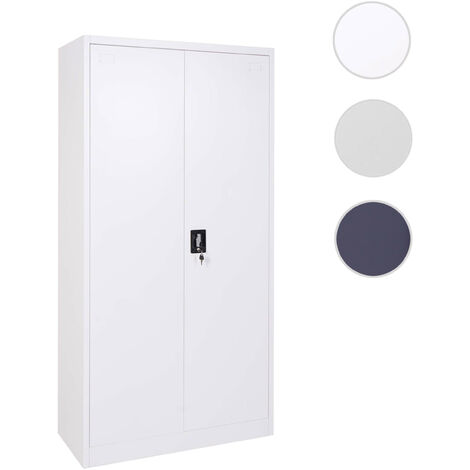 Armoire à dossiers HWC-H17 - armoire de bureau en acier - 2 portes verrouillables métal - 140x90x40cm gris foncé