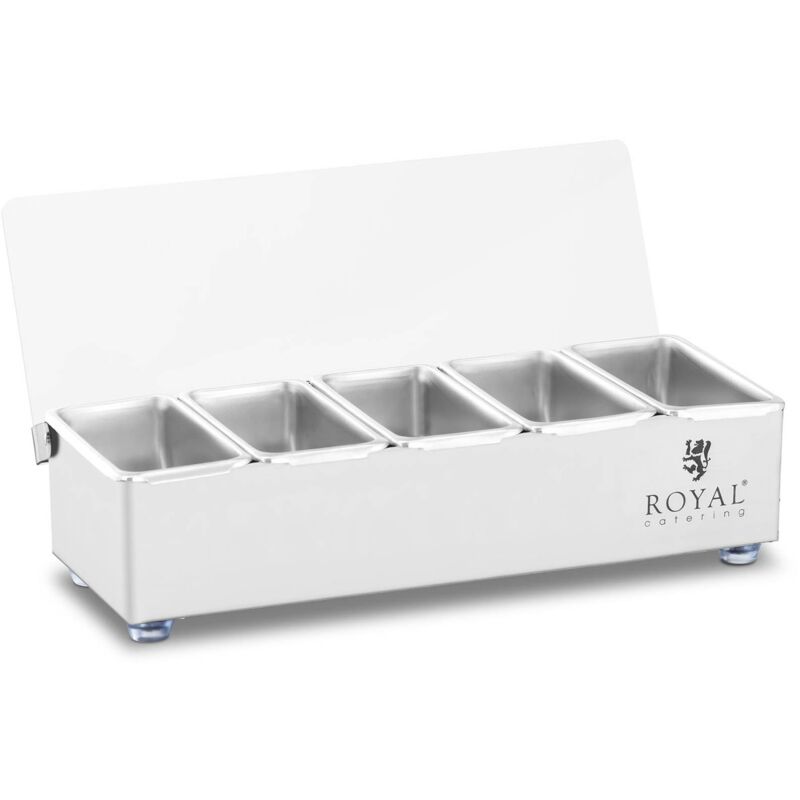 Royal Catering - Armoire à épices Boîte à condiments en acier inoxydable 5 x 0,4 l avec couvercle