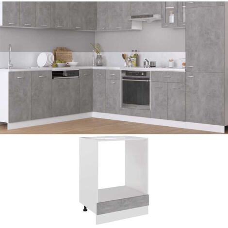 Armoire à four Elément bas de cuisine - Meuble de cuisine bas Gris béton 60x46x81,5 cm Aggloméré Chic-783202