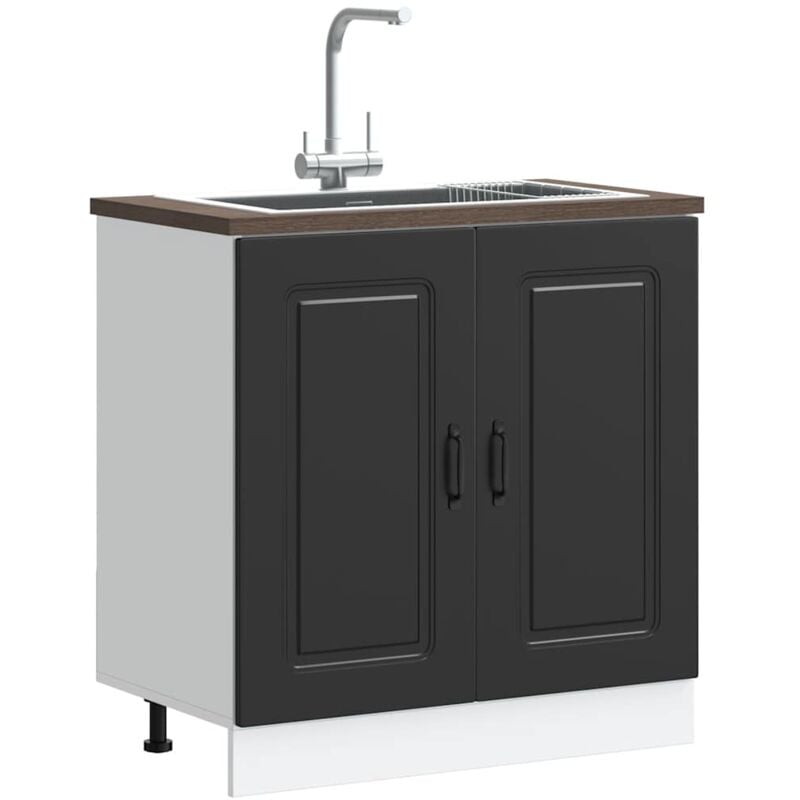 Vidaxl - Meuble bas pour évier Kalmar noir 80x46x81,5 cm bois ingénierie