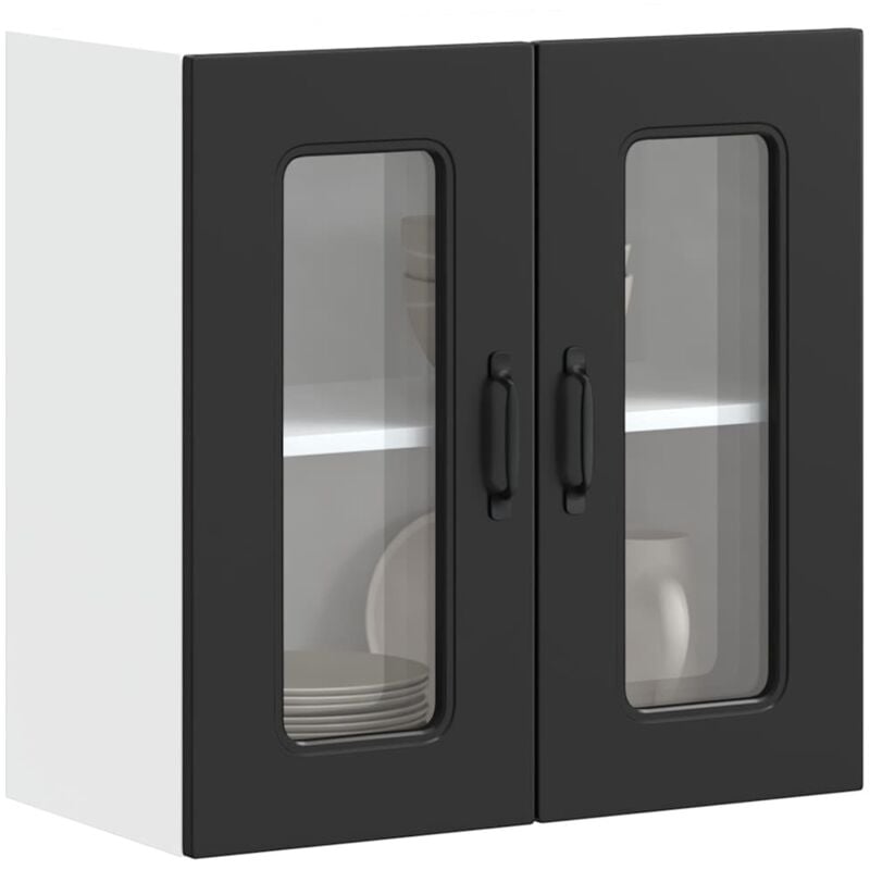 Vidaxl - Armoire murale de cuisine avec porte en verre Kalmar noir