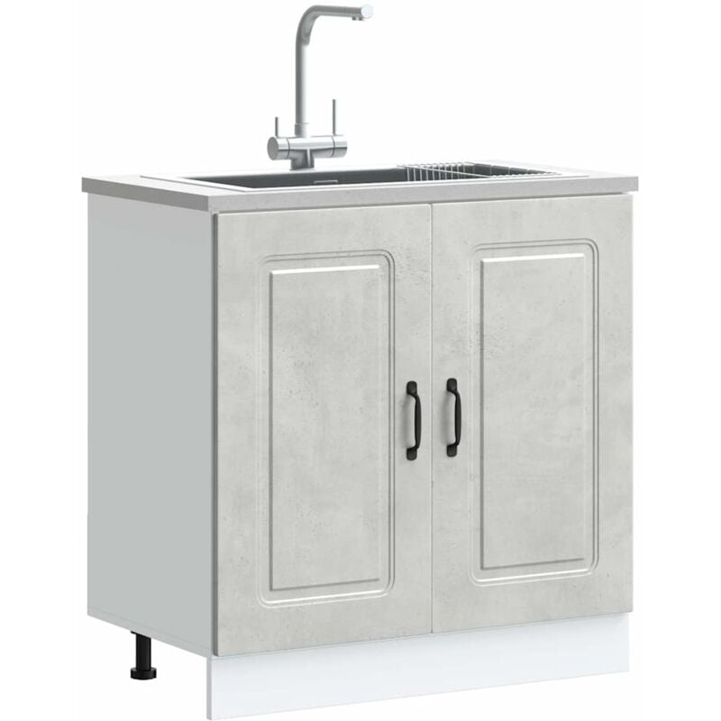 Vidaxl - Meuble bas pour évier Kalmar gris béton bois ingénierie