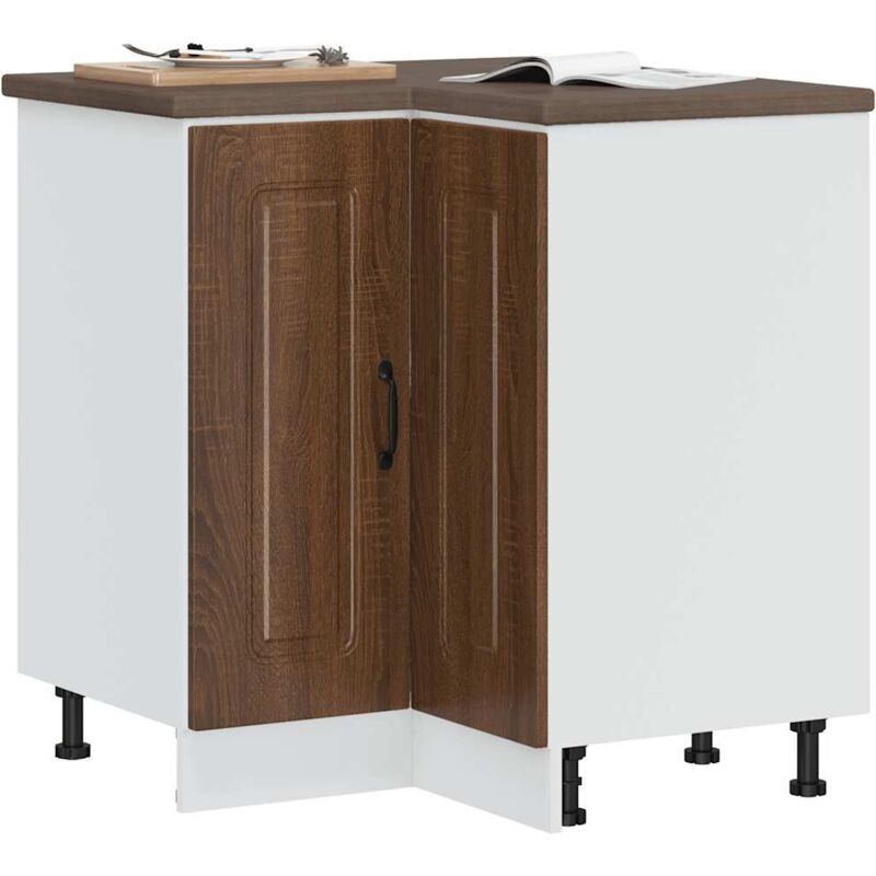 Armoire d'angle de cuisine Kalmar chêne marron bois ingénierie Vidaxl