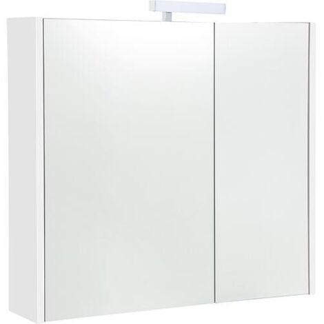 Armoire à glace Akira avec éclairage LED, 2 portes, blanc brillant, 800x700x155mm