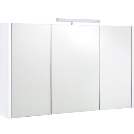 Armoire à glace Akira avec éclairage LED, 3 portes, blanc brillant, 1000 x 700 x 155 mm