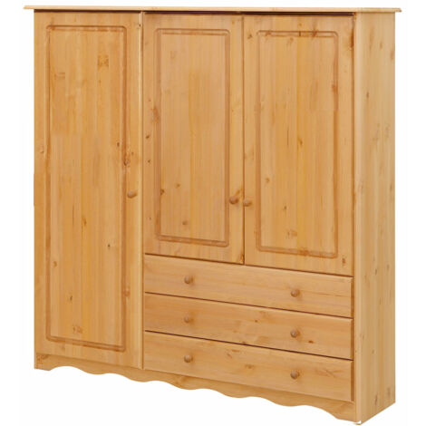 Armoire à linge 3 portes 3 tiroirs – Matériaux certifiés FSC® – Solution de rangement adaptable pour chambre ou dressing