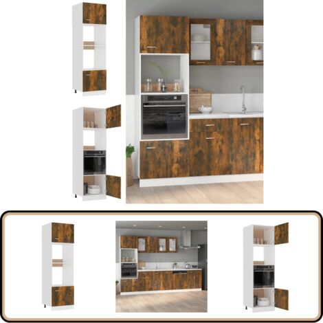 Armoire à micro-ondes Chêne fumé 60x57x207 cm Bois d'ingénierie - Meuble De Cuisine - Armoire De Cuisine - Rangements Cuisine - Meuble Rangement - Cuisine Design