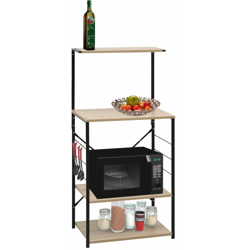Armoire à micro-ondes Noir et chêne 60x39,6x123 cm Aggloméré