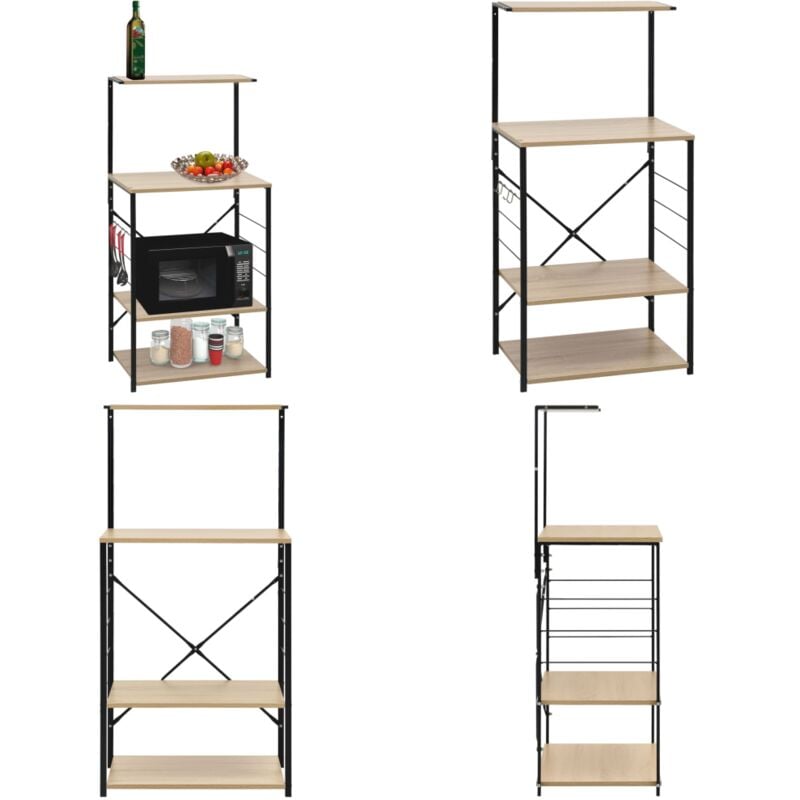 Vidaxl - Armoire à micro-ondes noir et chêne 60x39,6x123 cm - armoire à micro-ondes - armoires à micro-ondes - Home & Living - Noir