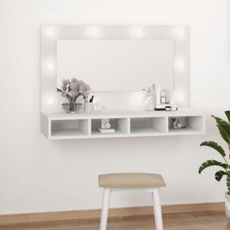 Armoire à miroir  Armoire murale de salle de bain avec LED Blanc 90x31,5x62 cm 89828