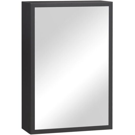 Armoire à miroir armoire murale moderne avec miroir et 3 couches, noir, pour salle de bain, 40X15X60 Cm