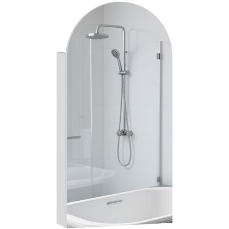 Armoire à miroir arquée de salle de bain avec étagères en verre réglables Blanche