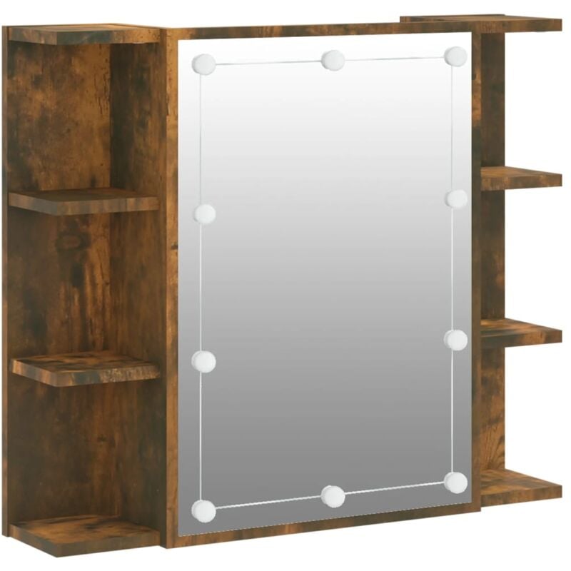 Helloshop26 - Armoire à miroir avec led 70 x 16,5 x 60 cm marron