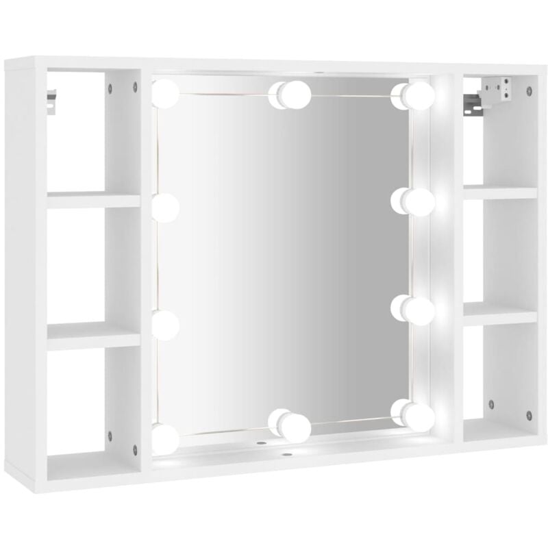 Helloshop26 - Armoire à miroir avec led 76 x 15 x 55 cm blanc