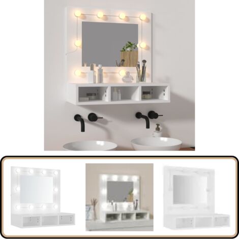 Armoire à miroir avec LED blanc 60x31,5x62 cm - Meuble De Salle De Bain - Armoire À Miroir - Meuble Lavabo - Éclairage Led - Miroir Lumineux