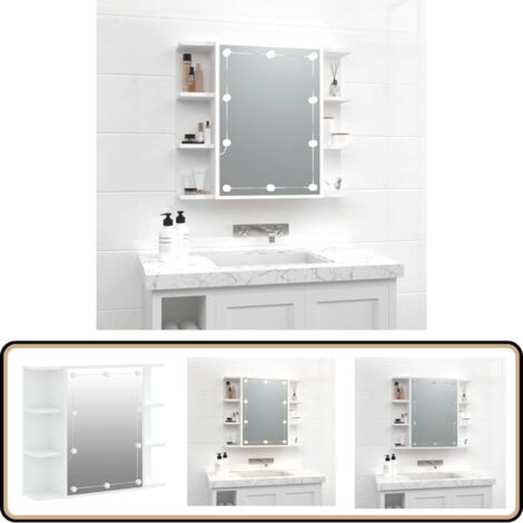 Armoire à miroir avec LED Blanc 70x16,5x60 cm - Armoire À Miroir - Meuble De Salle De Bain - Éclairage Led - Rangement Cosmétiques - Vanity Table