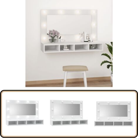 Armoire à miroir avec LED blanc 90x31,5x62 cm - Armoire À Miroir - Meuble De Salle De Bain - Miroir LED - Éclairage LED - Rangement Cosmétique