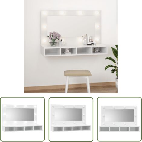 Armoire à miroir avec LED Blanc brillant 90x31,5x62