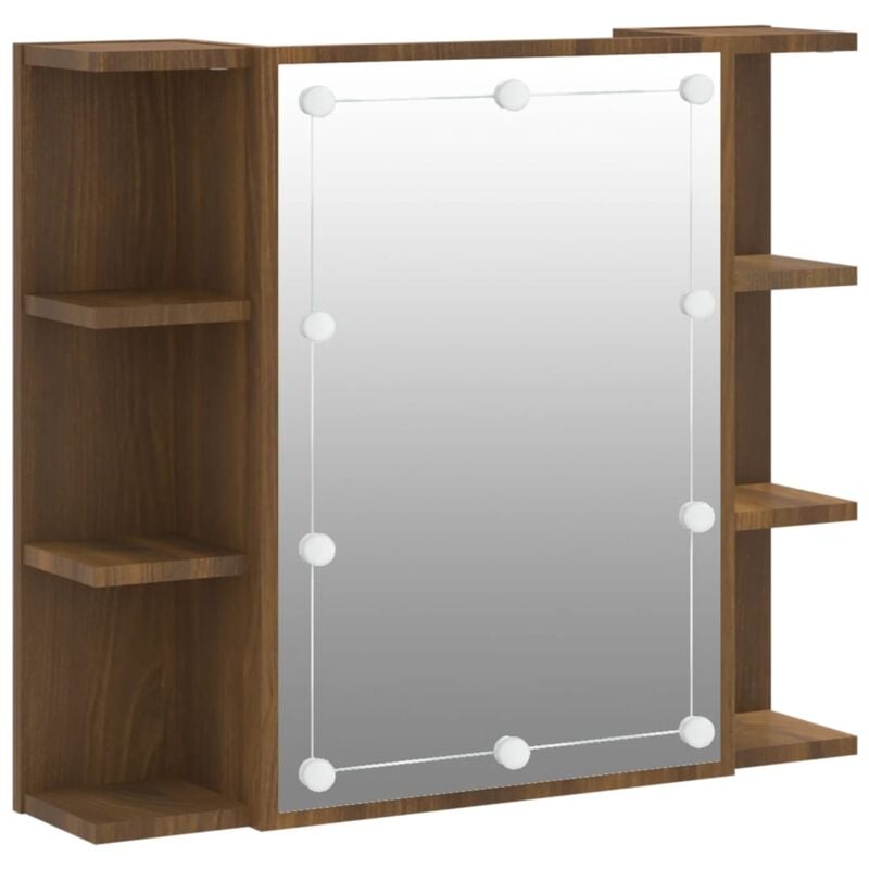 Helloshop26 - Armoire à miroir avec led chêne 70 x 16,5 x 60 cm marron