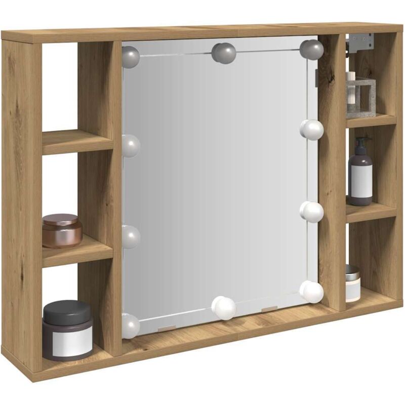 Vidaxl - Armoire à miroir avec led chêne artisanal 76x15x55 cm