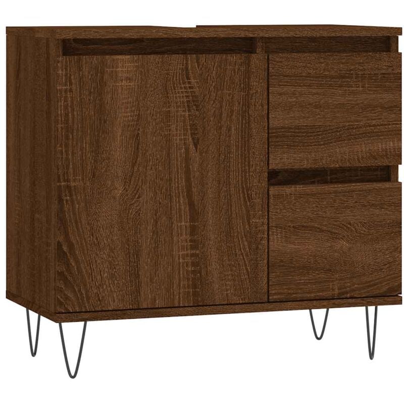 Jinlefu - Armoire de bain chêne marron 65x33x60 cm bois d'ingénierie vidaXL
