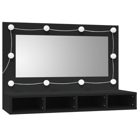Armoire à miroir avec LED noir 90x31,5x62