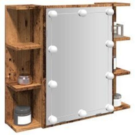 Armoire à miroir avec LED vieux bois 70x16,5x60