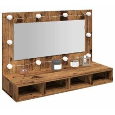 Armoire à miroir avec LED vieux bois 90x31,5x62