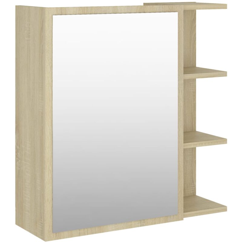 Armoire à miroir de bain 62,5 x 20,5 x 64 cm aggloméré chêne