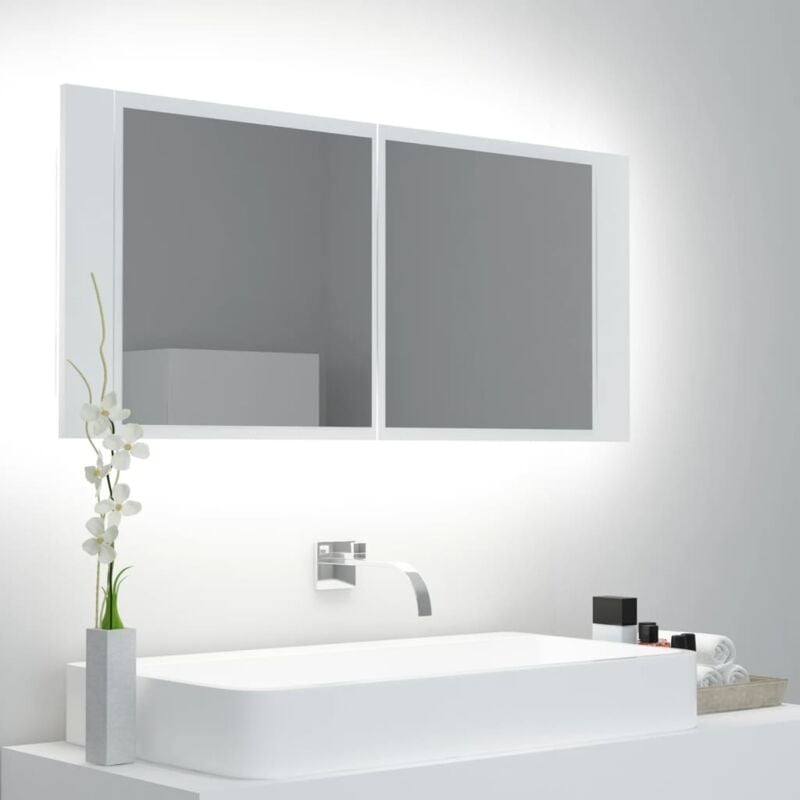 Vidaxl - Armoire salle de bain à miroir led Blanc 100x12x45 cm Acrylique