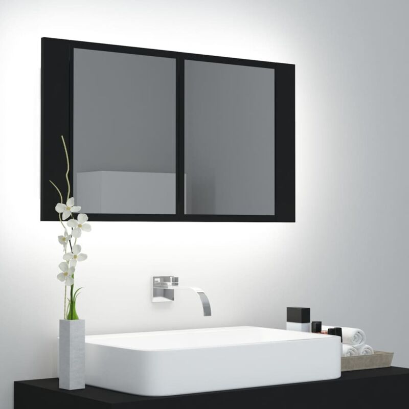 Vidaxl - Armoire à miroir de salle de bain led Noir 80x12x45 Acrylique