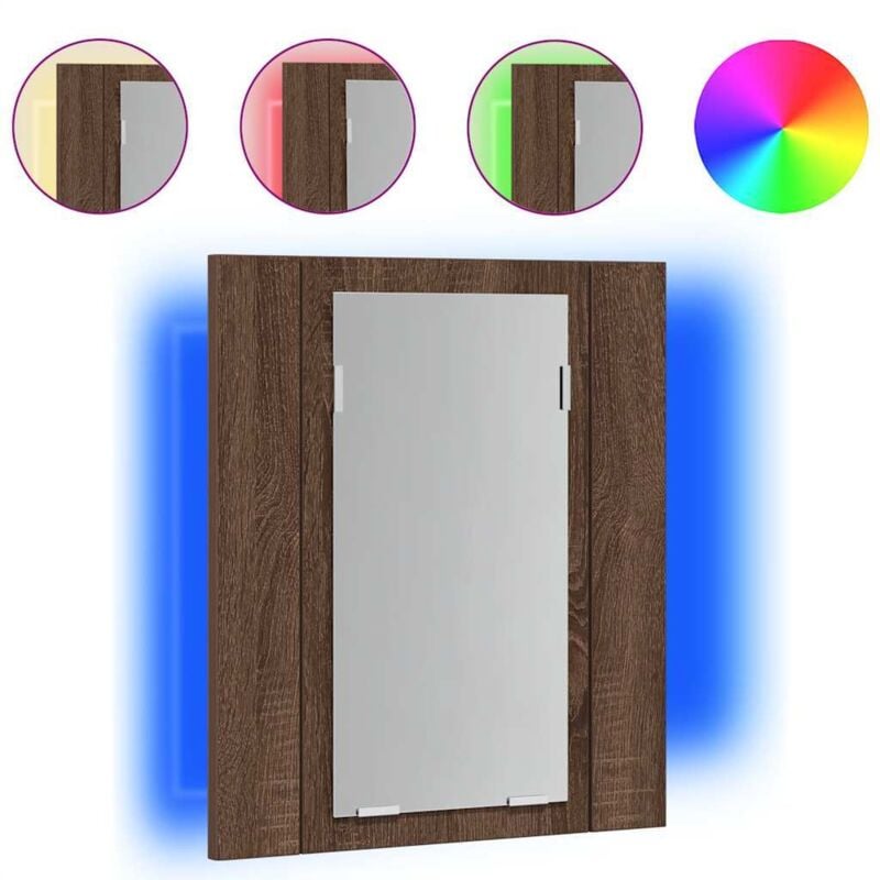Vidaxl - Armoire à miroir led de salle de bain chêne marron 40x12x45 cm