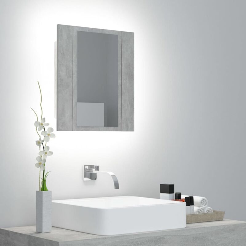Vidaxl - Armoire de salle de bain à miroir led Gris béton Acrylique