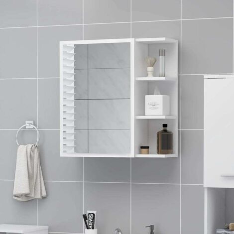 Armoire à miroir de bain  Cadre de miroir  Meuble de rangement Blanc 62,5x20,5x64 cm Aggloméré RTJEX142921